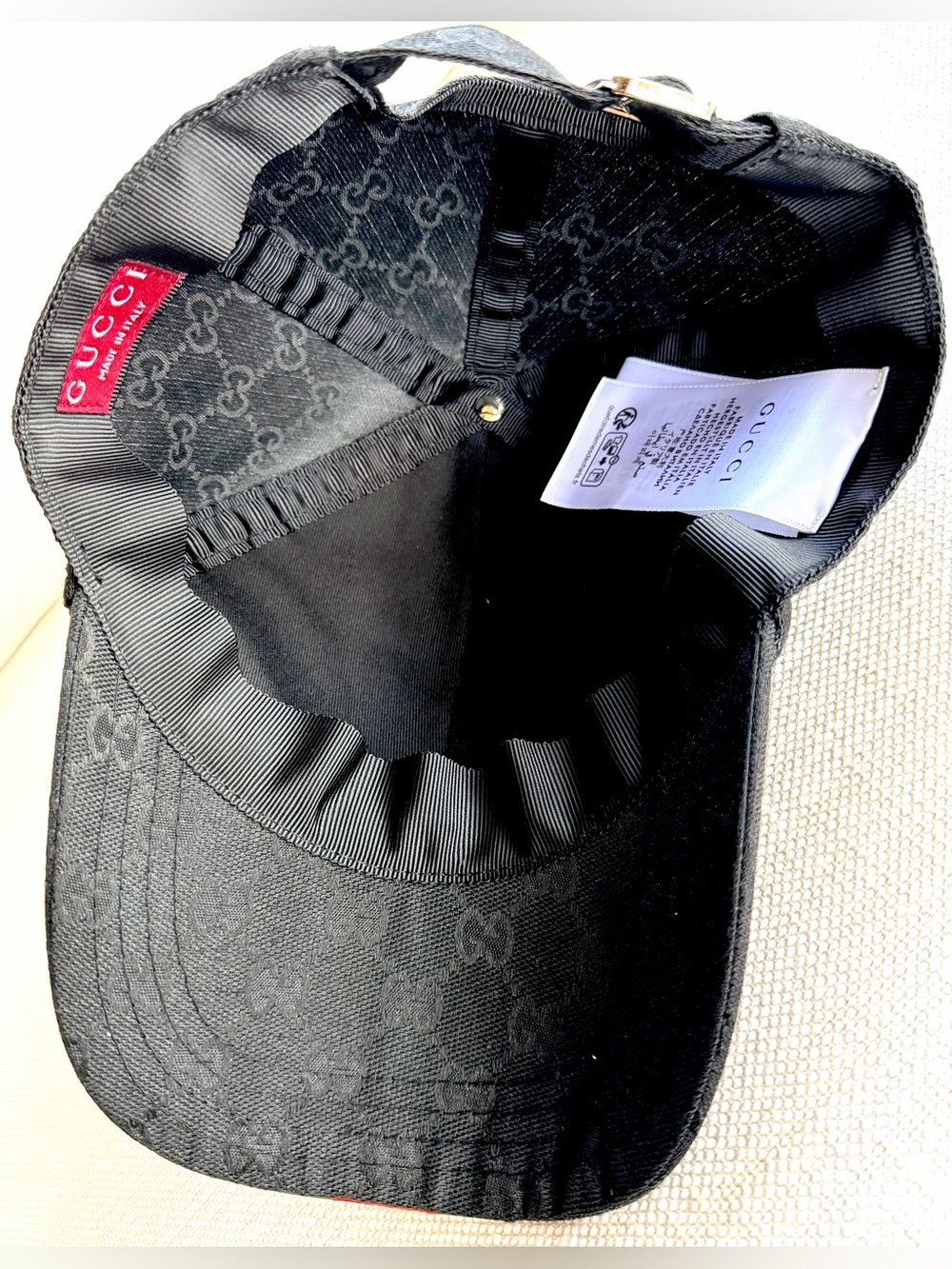 GUCCI Black GG Monogram Web Stripe Baseball Cap Hat M 57cm Unisex - Picture 6 of 12